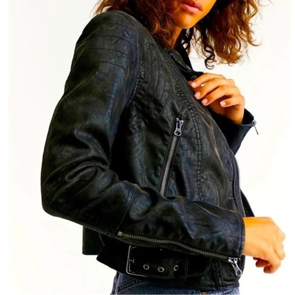 We the Free Fenix Vegan Leather Moto Jacket Size Large - Picture 1 of 6